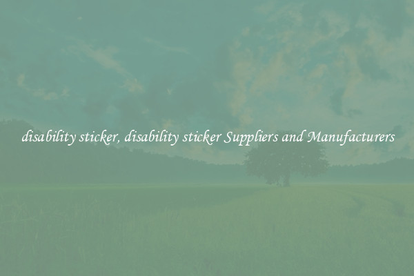 disability sticker, disability sticker Suppliers and Manufacturers