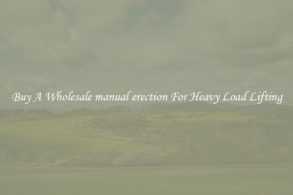 Buy A Wholesale manual erection For Heavy Load Lifting