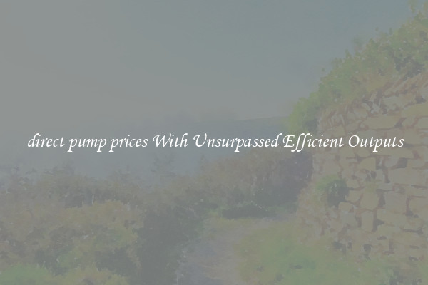 direct pump prices With Unsurpassed Efficient Outputs